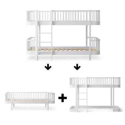 Wood Conversion Kit - Low Bunk Bed to Day Bed 90 x 200 cm and Low Loft Bed 138 cm - White