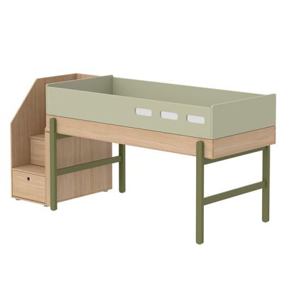 Mid-high bed (120 cm) Popsicle - Staircase - Kiwi