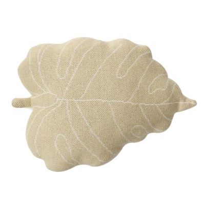 Knitted Leaf Cushion - Olive
