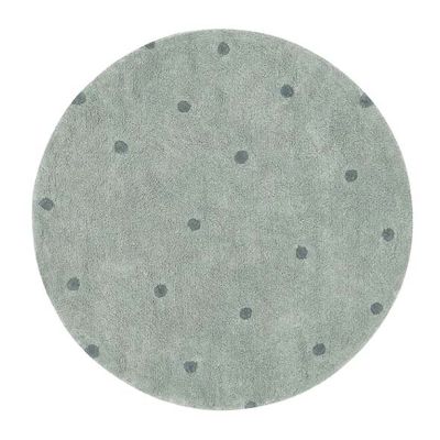 Washable Round Rug RugCycled 140 cm - Dots Sage Blue