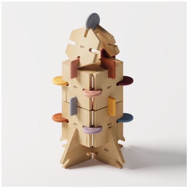 Wooden Construction Toy - Family Set - 128 Pieces