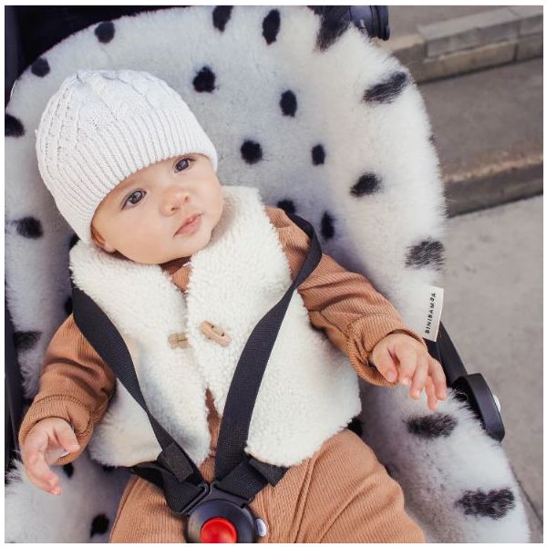 Snuggler® Sheepskin Stroller Liner - Detachable Harness - Dalmatian Dove