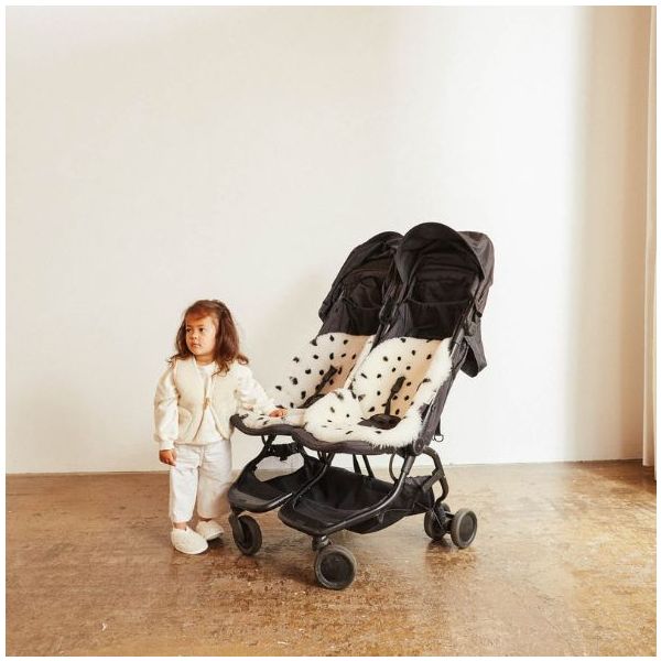 Snuggler® Sheepskin Stroller Liner - Detachable Harness - Dalmatian Dove