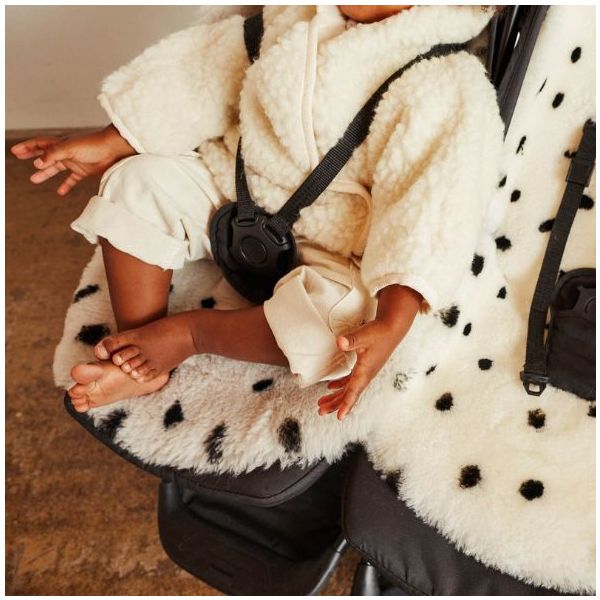 Snuggler® Sheepskin Stroller Liner - Detachable Harness - Dalmatian Dove