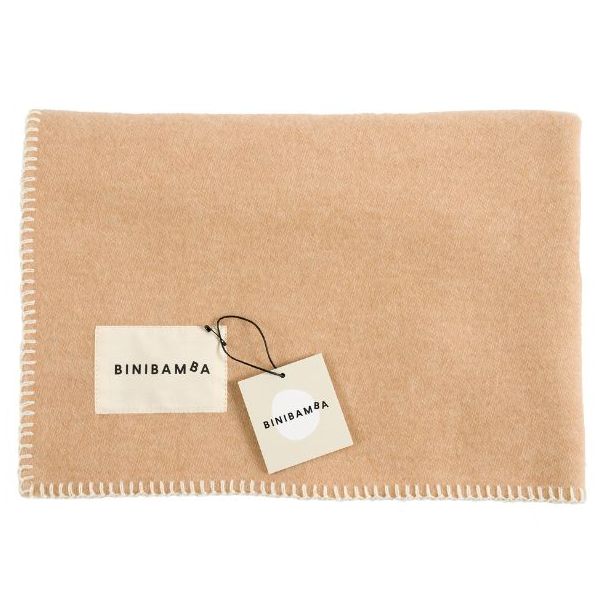 Two-tone Merino Baby Blanket Biniblanket - Camel / Ecru