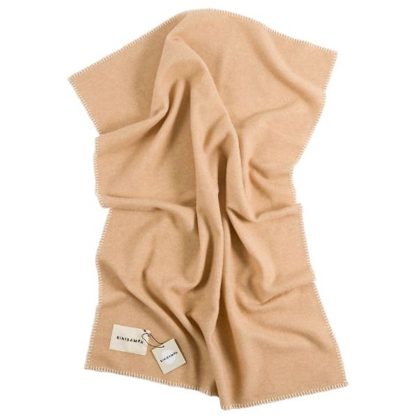 Two-tone Merino Baby Blanket Biniblanket - Camel / Ecru