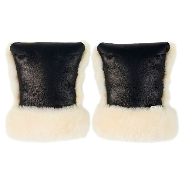 Moufles pour poussette en peau de mouton enduite - Milk