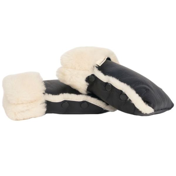 Moufles pour poussette en peau de mouton enduite - Milk