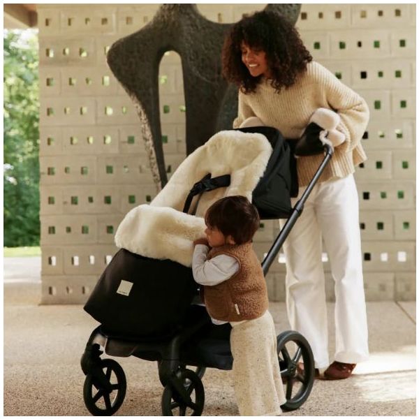 Moufles pour poussette en peau de mouton enduite - Milk