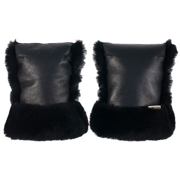 Coated Sheepskin Buggy Mittens - Black