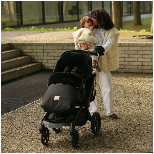 Coated Sheepskin Buggy Mittens - Black