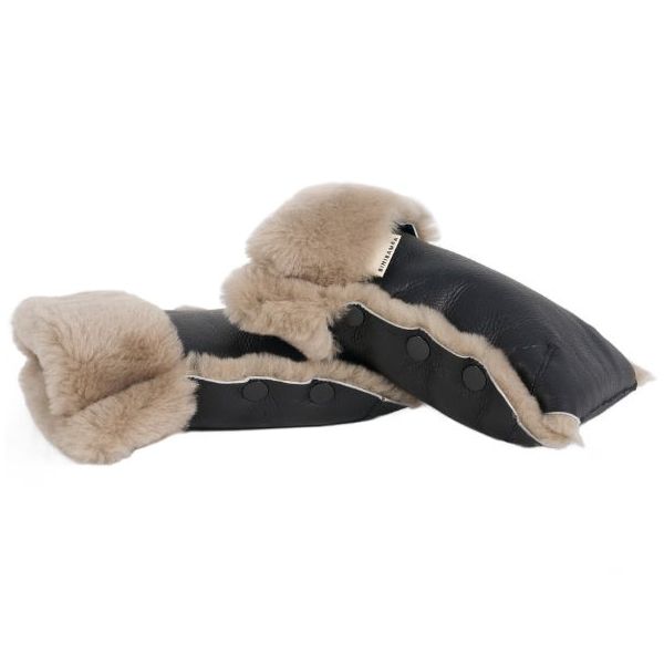 Coated Sheepskin Buggy Mittens - Toast