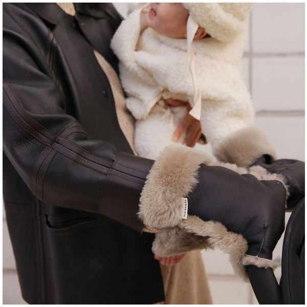 Coated Sheepskin Buggy Mittens - Toast