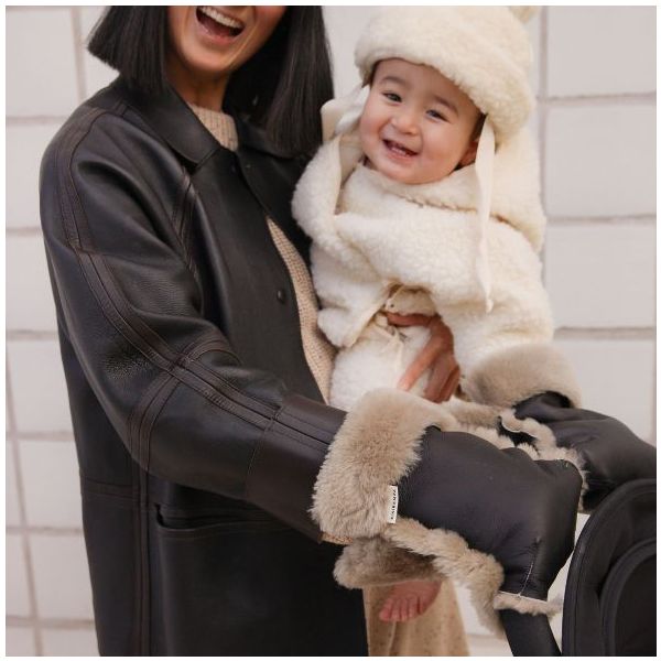 Coated Sheepskin Buggy Mittens - Toast