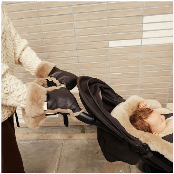 Coated Sheepskin Buggy Mittens - Toast