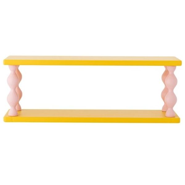 Wandregal aus Holz Bibiola - 60 cm - Gelb / Rosa