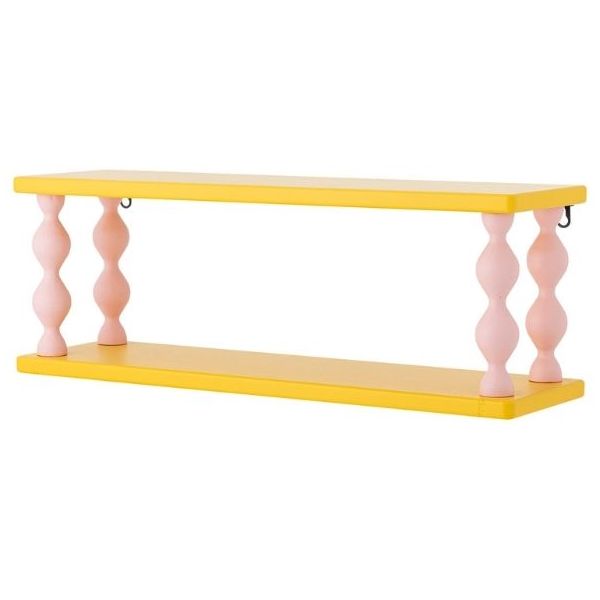 Wandregal aus Holz Bibiola - 60 cm - Gelb / Rosa