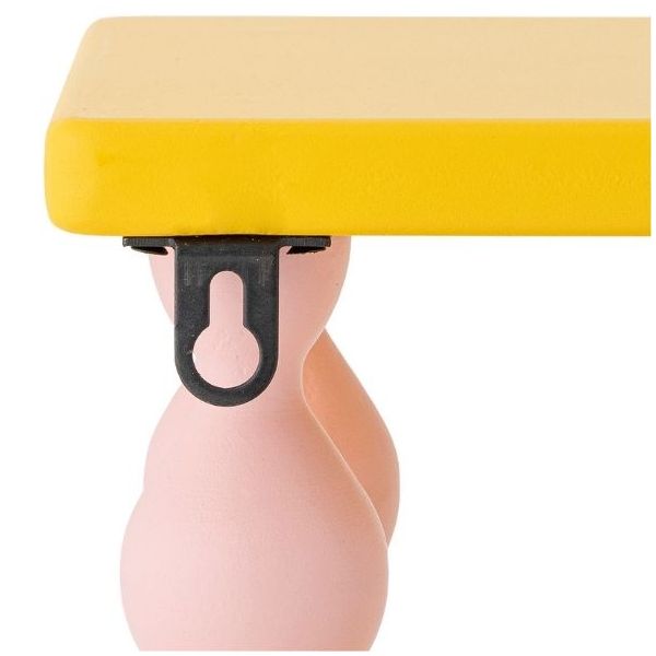 Wandregal aus Holz Bibiola - 60 cm - Gelb / Rosa