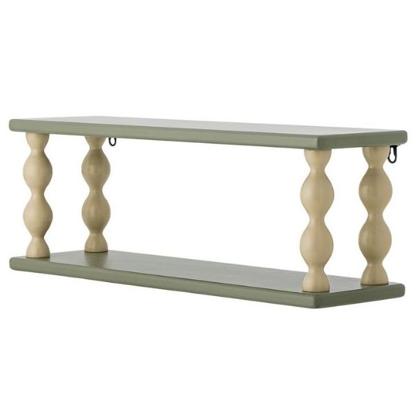 Étagère murale en bois Bibiola - 60 cm - Vert / Beige