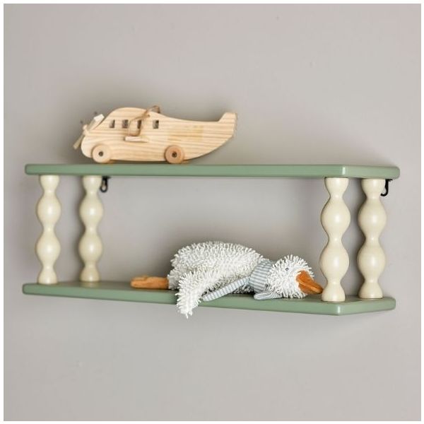 Étagère murale en bois Bibiola - 60 cm - Vert / Beige