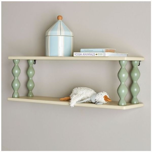 Wandregal aus Holz Bibiola - 80 cm - Beige / Grün