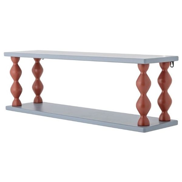 Bibiola Wooden Wall Shelf - 80 cm - Blue / Brown