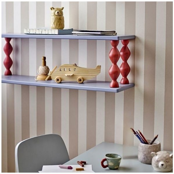 Bibiola Wooden Wall Shelf - 80 cm - Blue / Brown