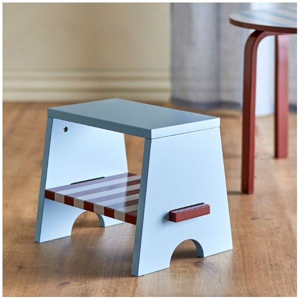 Tabouret enfant Liova - Bordeaux / Bleu Ciel
