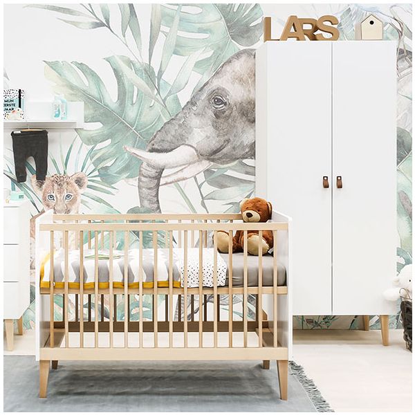 2 doors Wardrobe Indy - White/natural