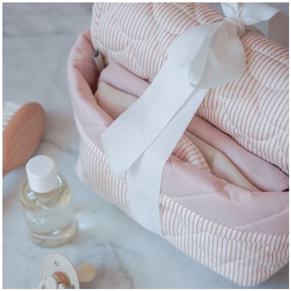 Babypflegekorb - Streifen Rosa