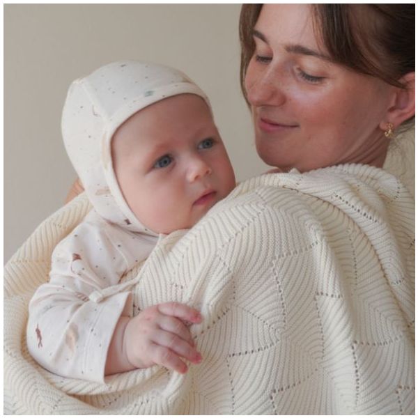Scallop Baby Knit Blanket - Natural
