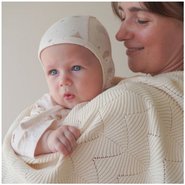 Scallop Baby Knit Blanket - Natural