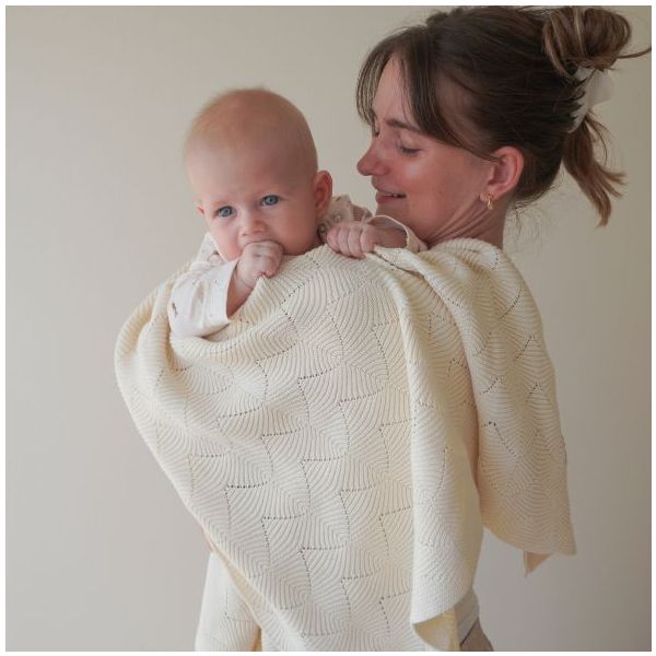 Scallop Baby Knit Blanket - Natural