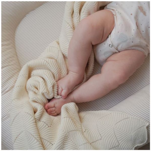 Scallop Baby Knit Blanket - Natural