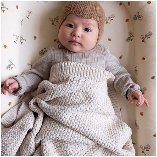 Couverture bébé en tricot Harper - Blanc Cassé