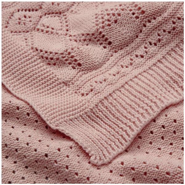 Couverture bébé en tricot Pointelle - Sorbet