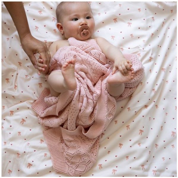 Couverture bébé en tricot Pointelle - Sorbet