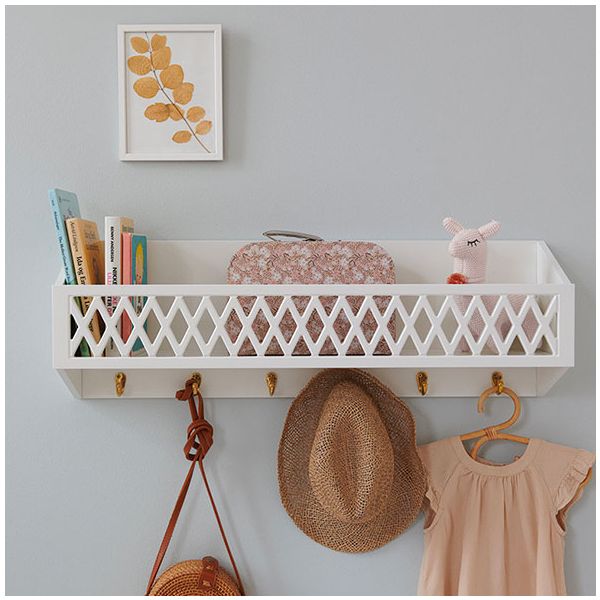 Etagère Harlequin avec patères - Blanc