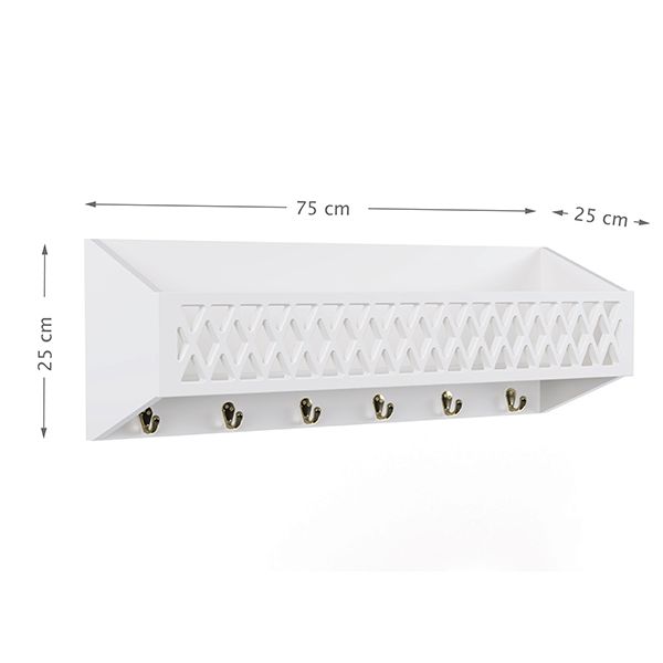 Etagère Harlequin avec patères - Blanc