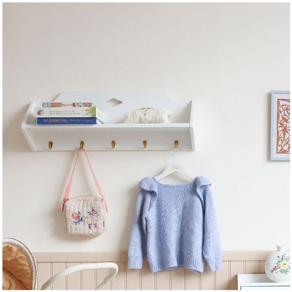 Etagère Luca avec patères - Blanc