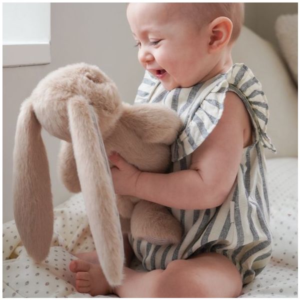 Doudou lapin Billie (29 cm) - Latte / Rayures Camel