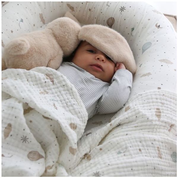 Doudou lapin Billie (29 cm) - Latte / Rayures Camel