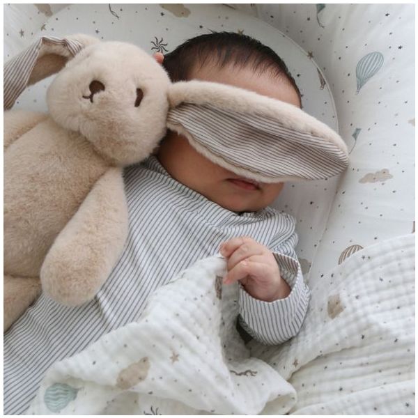 Doudou lapin Billie (29 cm) - Latte / Rayures Camel