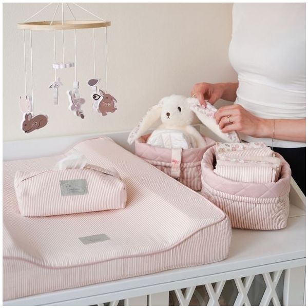 Matelas à langer avec doublure - Rayures Rose