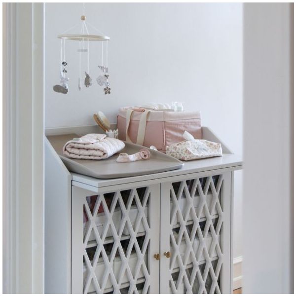 Panier organisateur de couches - Rayures Rose