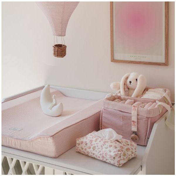 Panier organisateur de couches - Rayures Rose