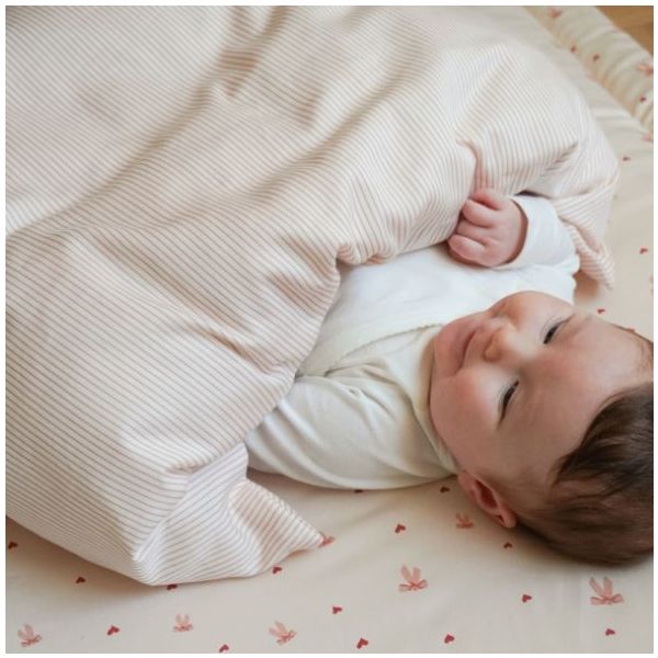 Parure de lit 100 x 140 - Rayures Rose