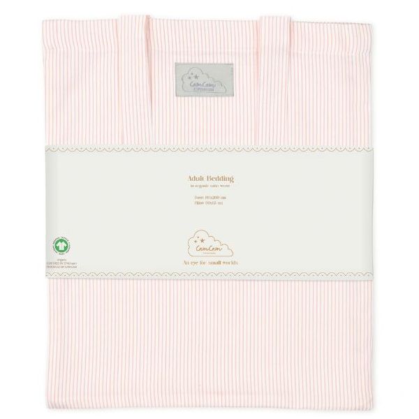 Parure de lit 140 x 200 - Rayures Rose