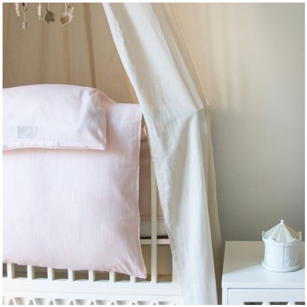 Parure de lit 100 x 140 - Rayures Rose