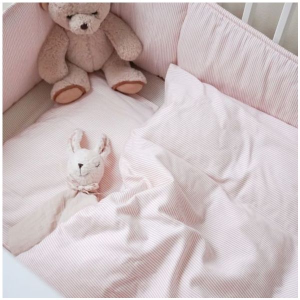 Parure de lit 140 x 200 - Rayures Rose